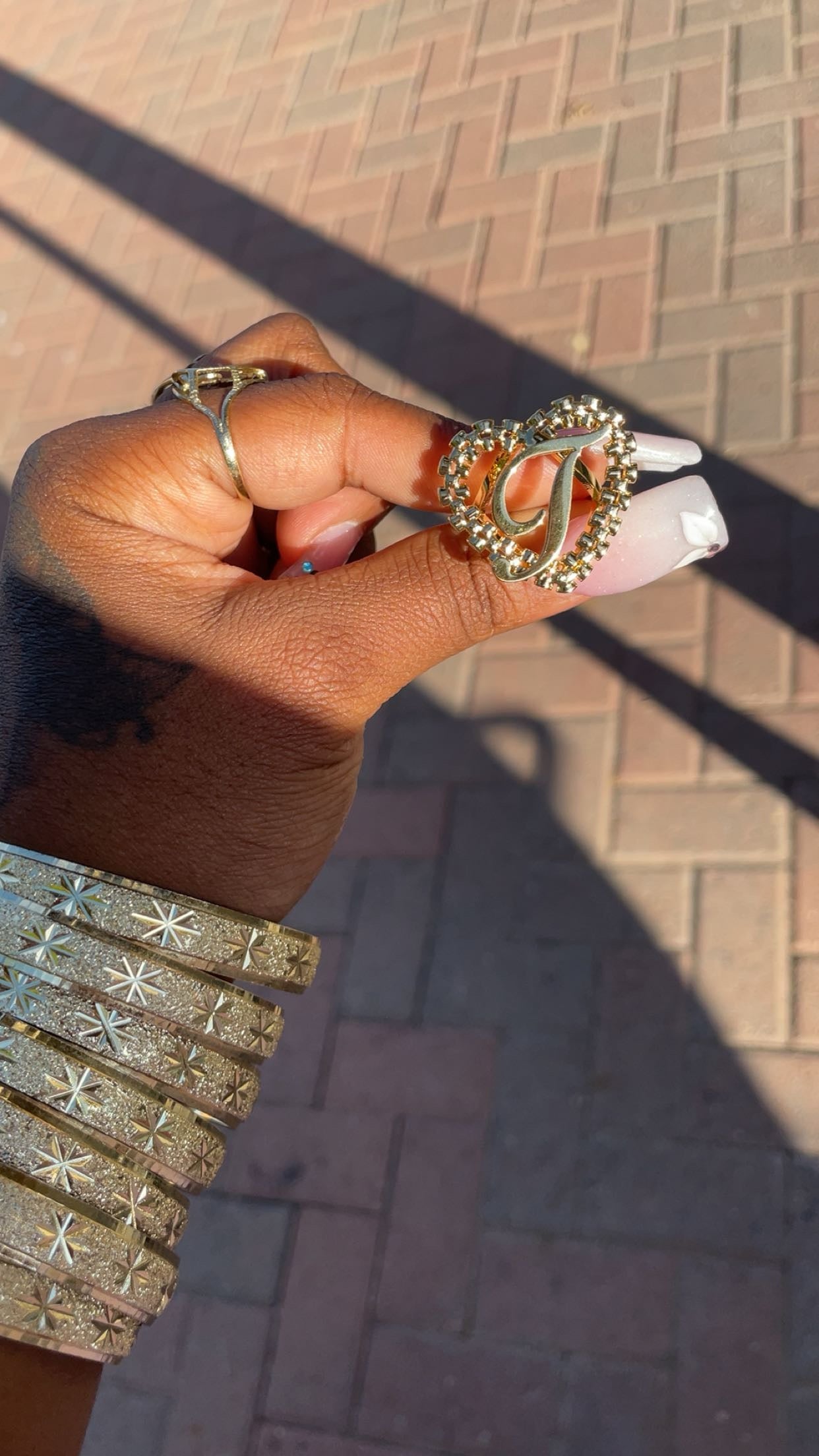 Heart letter ring