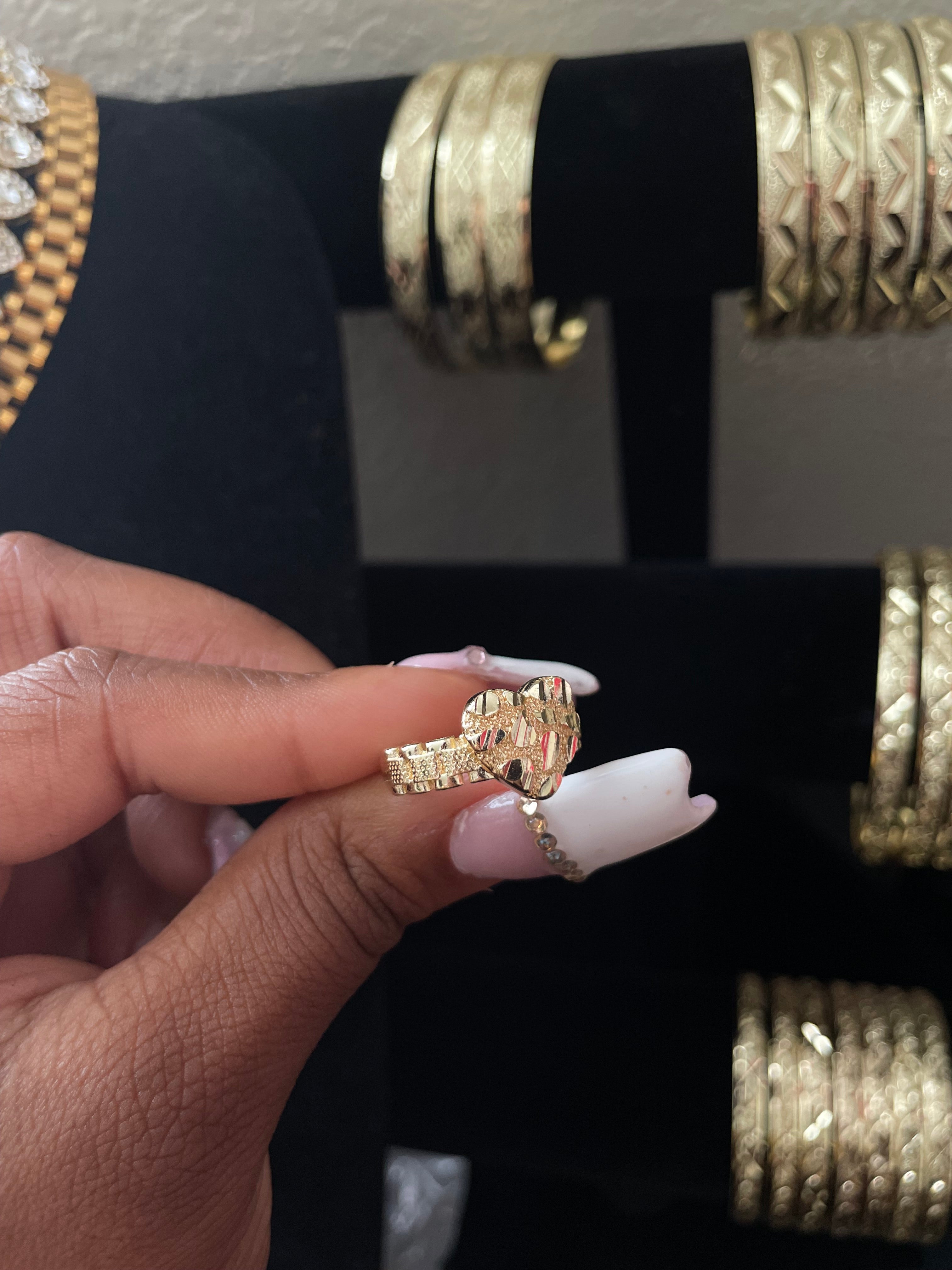 Nugget heart rolex ring
